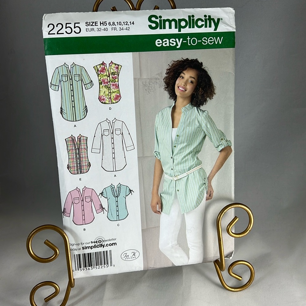 Simplicity 2255 UNCUT Easy to Sew Shirt Sewing Pattern Sizes 6 8 10 12 14
